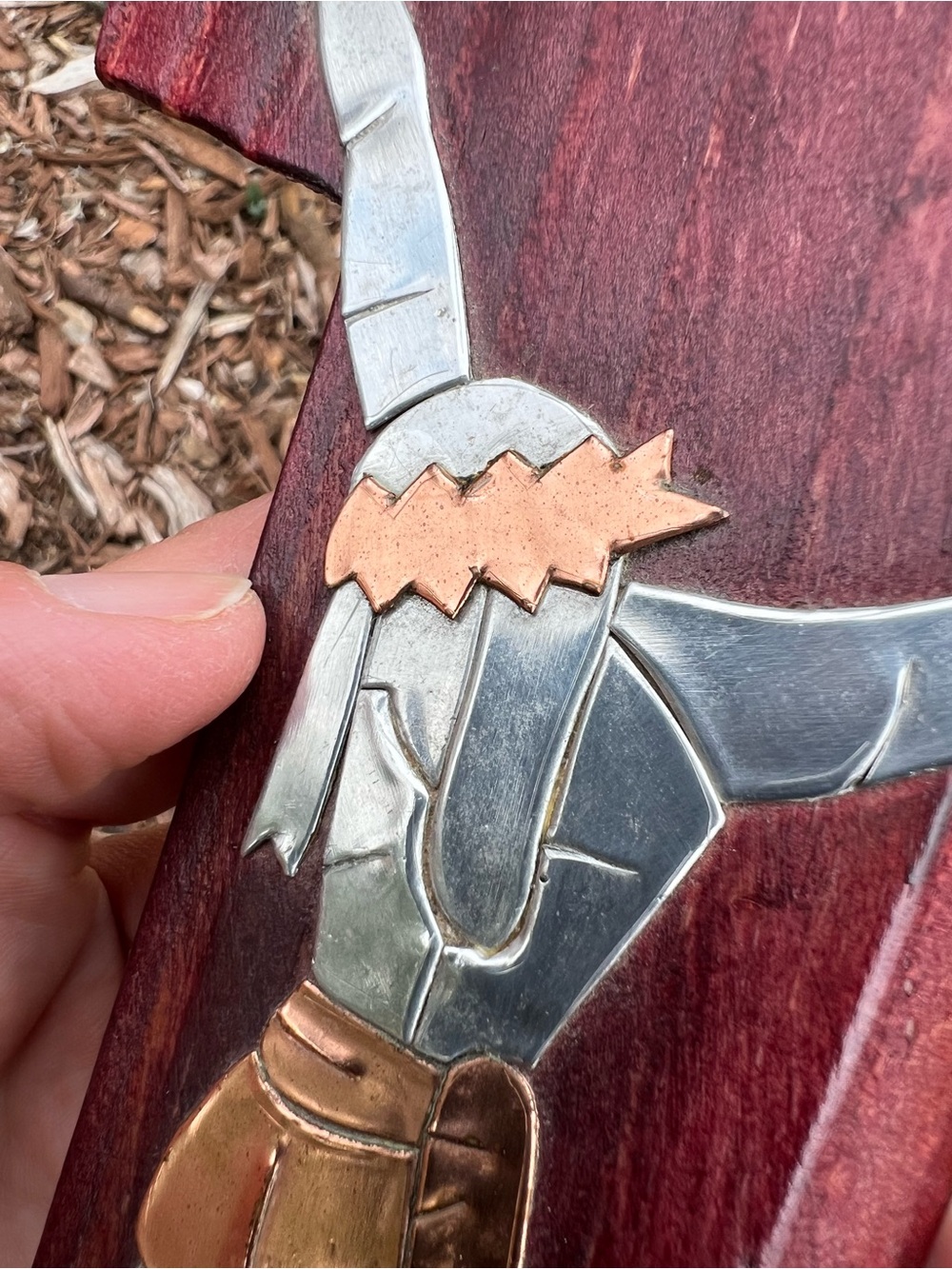 Wooden Cross Wall Art with Silver and Copper Inlay - Picture 11 of 11